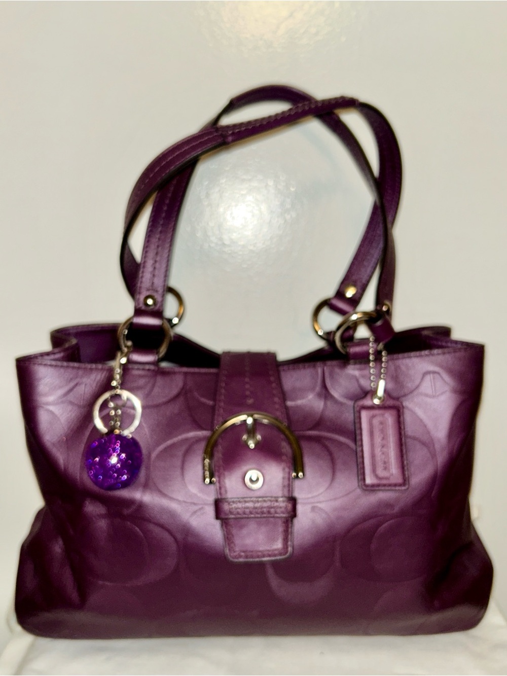 Coach Soho Plum Leather signature C, East Shoulder Bag